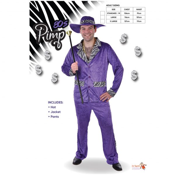 Purple Pimp Suit Costume Zebra Jacket Gangster Disco Hip Hop 70s 1920's - image d22117l_1-600x600 on https://www.abracadabrafancydress.com.au