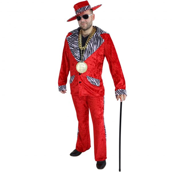 Red Pimp Suit Costume Zebra Jacket Gangster Disco Hip Hop 70s 1920's - image d23142l_2-600x600 on https://www.abracadabrafancydress.com.au