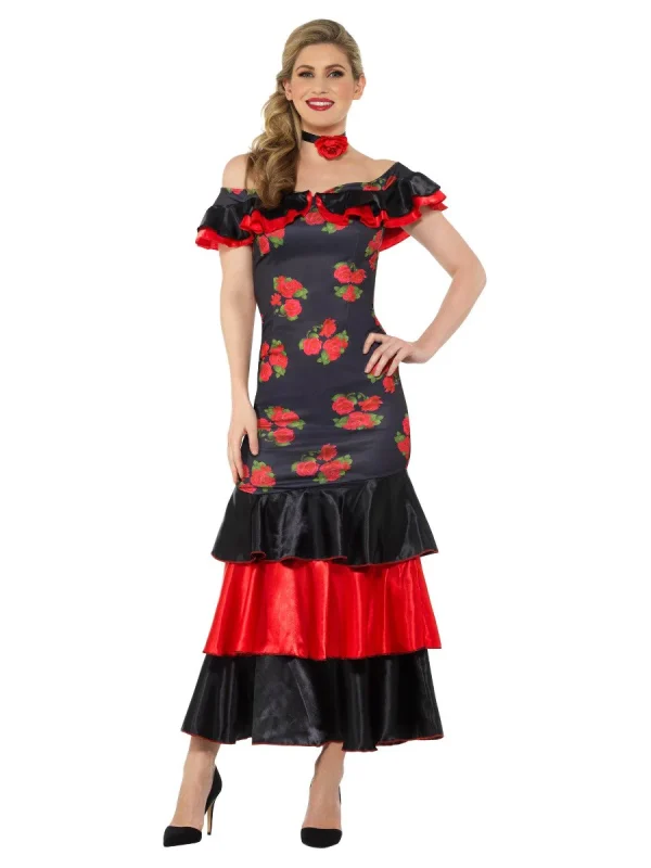 Flamenco Lady Costume Spanish Dancer Latin Spain Senorita Rumba Mexican Dress - image  on https://www.abracadabrafancydress.com.au