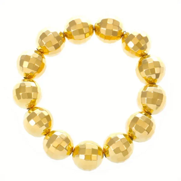 Disco Mirror Ball Bracelet Gold Retro Rave 70s 1970's Costume Jewellery - image  on https://www.abracadabrafancydress.com.au