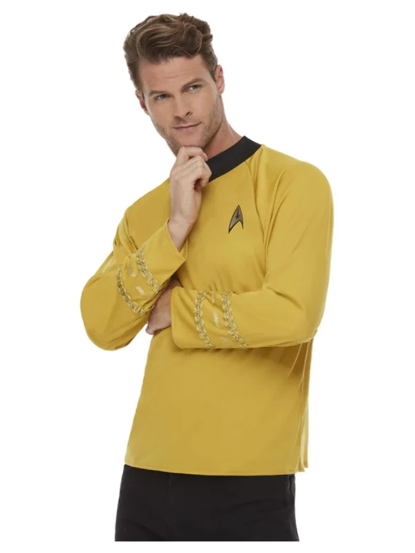 Gold Star Trek Captain Kirk Next Generation Shirt Costume Space - image  on https://www.abracadabrafancydress.com.au