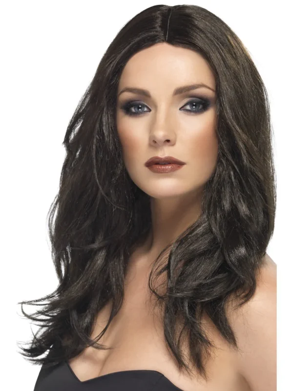 Dark Brown Superstar Wig Celebrity Pop Star Long Wavy Supermodel - image  on https://www.abracadabrafancydress.com.au