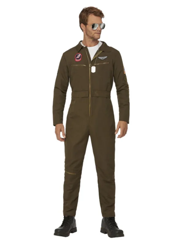 Top Gun Costume Jumpsuit Name Tags Licensed 1980s Aviator Flight Pilot 2022 - image  on https://www.abracadabrafancydress.com.au