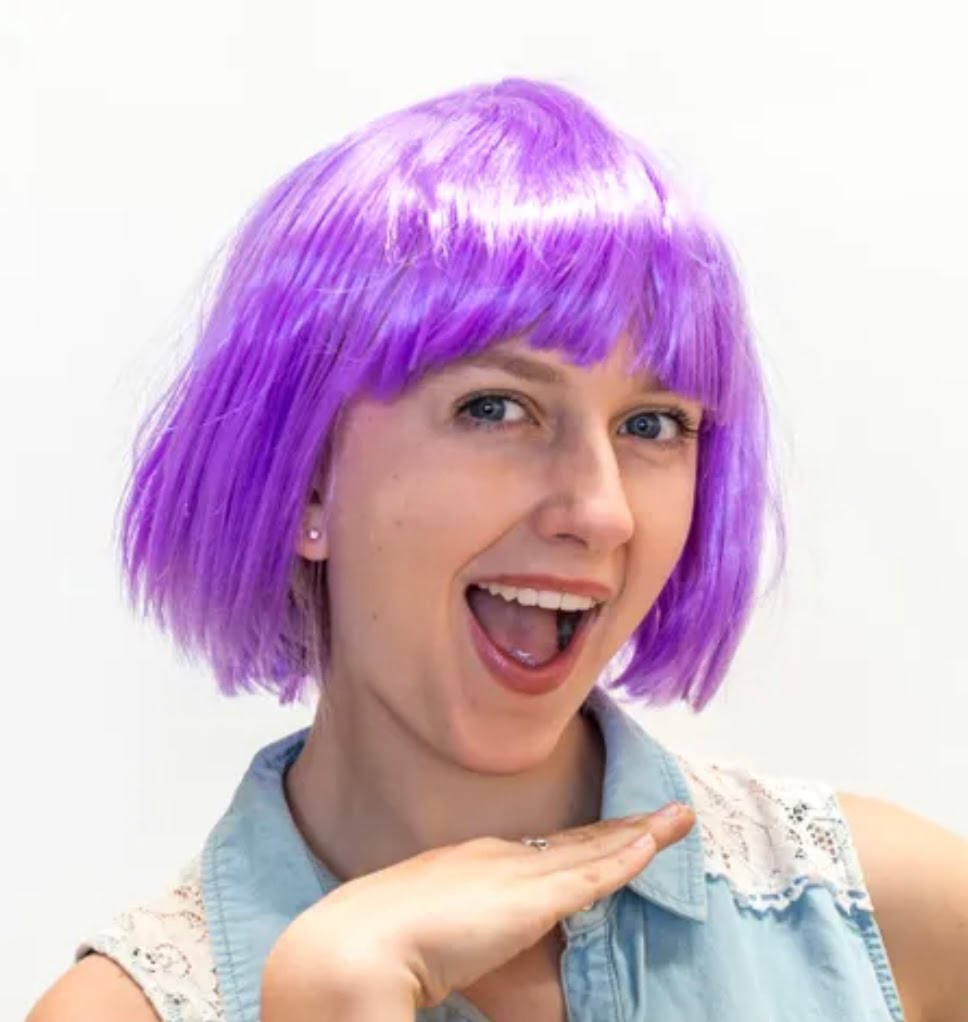 Bob Purple Wig With Fringe Abracadabra Fancy Dress 8104